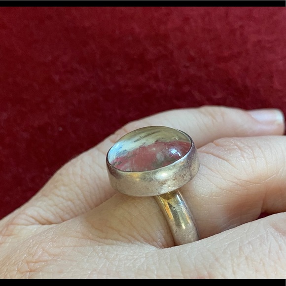 Vintage Sterling Silver Ring Quartz Cabochon Ring Salat < like a > Mood Ring - Picture 7 of 9